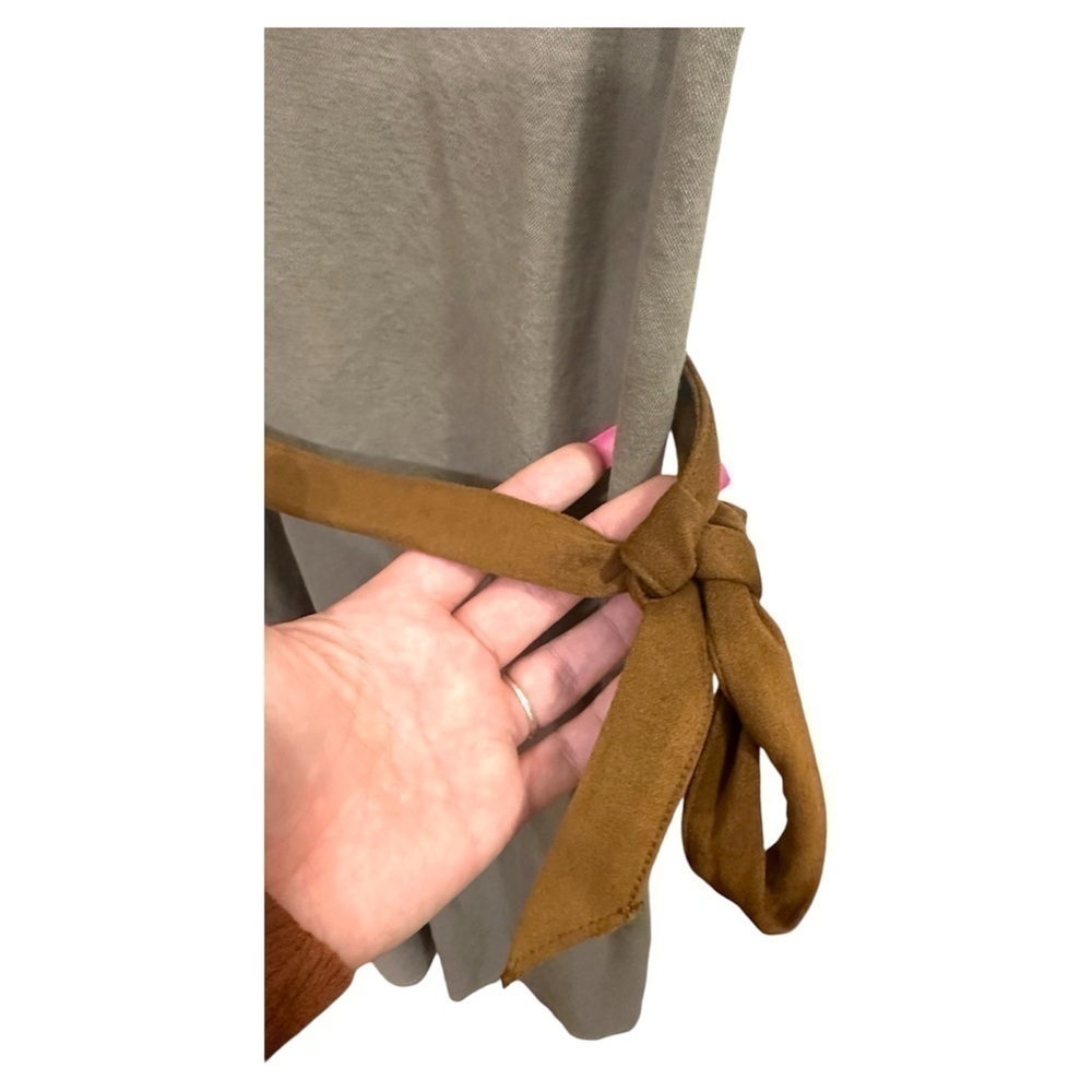 Zara Dress Womens Large Midi Suede Belted Cap Sleeve V Neck On Trend Summer - Picture 3 of 7